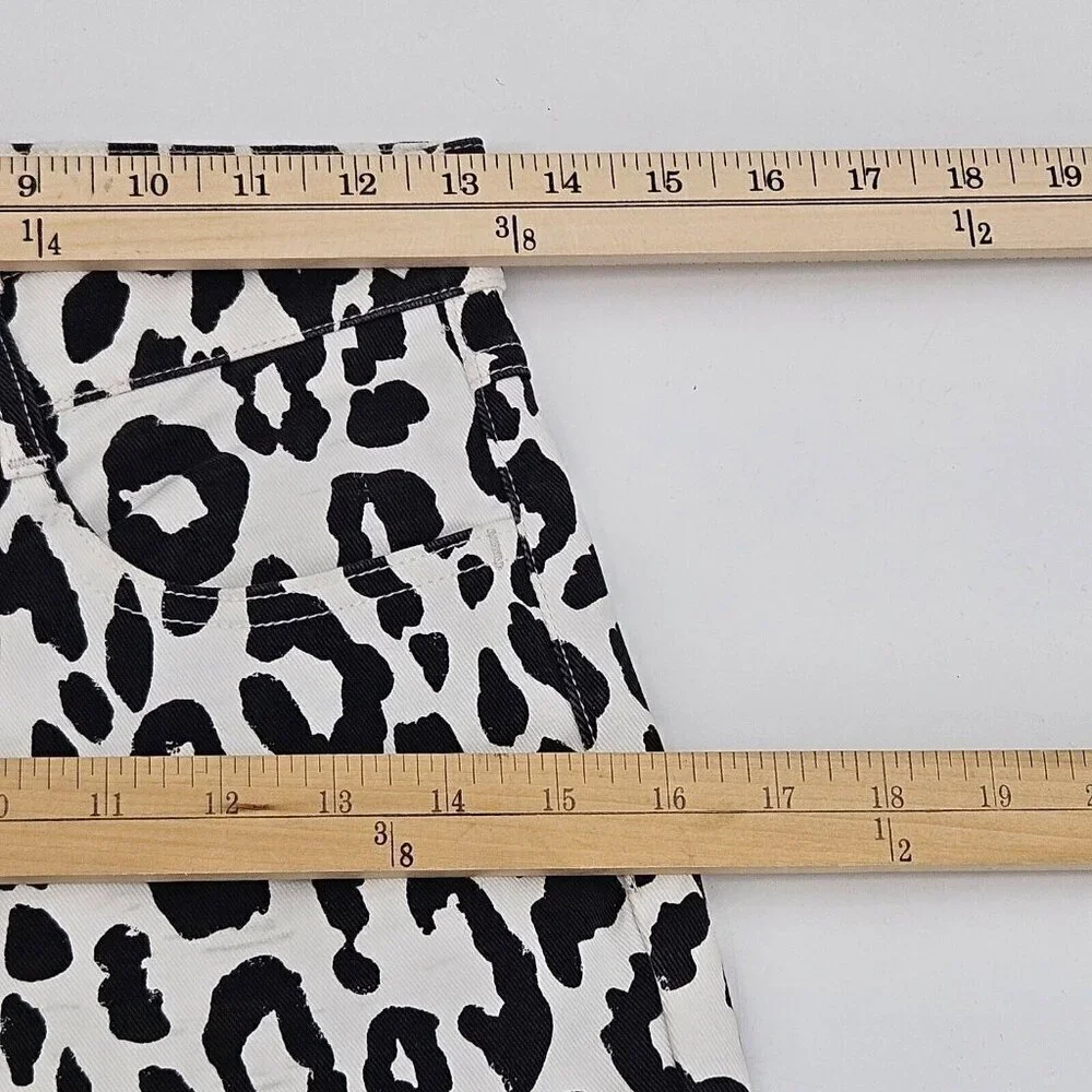 See By Chloe Leopard Print Crop Jean Black/White Women’s Size 34 U.S. 2 Mid Rise - Picture 7 of 12